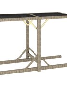 vidaXL Градинска маса бежова 110x53x72 cм полиратан стъкло