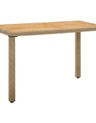 vidaXL Градинска маса бежова 123x60x74 см полиратан и акация масив