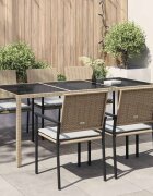 vidaXL Градинска маса бежова 190x90x75 см закалено стъкло и полиратан