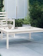 vidaXL Градинска маса бяла 121x825x45 см борово дърво масив