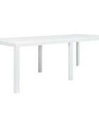 vidaXL Градинска маса бяла 220x90x72 см пластмаса ратанов вид