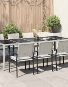vidaXL Градинска маса бяла 250x100x75 см полиратан и закалено стъкло