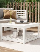 vidaXL Градинска маса бяла 825x825x45 см борово дърво масив
