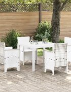 vidaXL Градинска маса Бяло 100 x 100 x 73 см полиратан