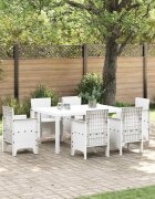 vidaXL Градинска маса Бяло 150 x 100 x 73 см полиратан