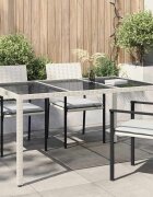 vidaXL Градинска маса Бяло 150 x 90 x 75 cm полиратан
