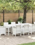 vidaXL Градинска маса Бяло 250 x 100 x 73 см полиратан