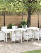 vidaXL Градинска маса Бяло 300 x 100 x 73 см полиратан