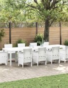 vidaXL Градинска маса Бяло 350 x 100 x 74 см полиратан