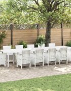 vidaXL Градинска маса Бяло 400 x 100 x 73 см полиратан