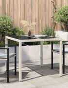 vidaXL Градинска маса Бяло 90 x 90 x 75 cm полиратан