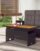 vidaXL Градинска маса черна 100x50x43/63 см акация масив и полиратан