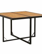 vidaXL Градинска маса черна 109x107x74 см полиратан и акация масив