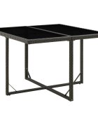 vidaXL Градинска маса черна 109x107x74 см полиратан и стъкло