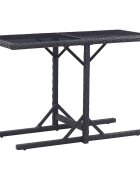 vidaXL Градинска маса черна 110x53x72 cм полиратан стъкло