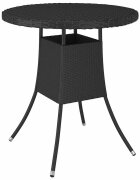 vidaXL Градинска маса черна 70x70x73 см полиратан