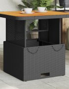 vidaXL Градинска маса черна 80x80x71 см полиратан и акациево дърво