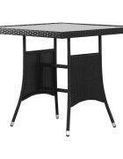 vidaXL Градинска маса черна 80x80x74 см полиратан