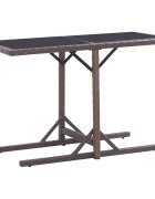vidaXL Градинска маса кафява 110x53x72 cм полиратан стъкло