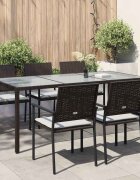vidaXL Градинска маса кафява 190x90x75 см закалено стъкло и полиратан