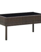 vidaXL Градинска маса кафява 75x40x37 см полиратан