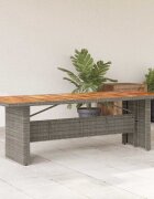 vidaXL Градинска маса с дървен плот акация сива 240x90x75 см полиратан