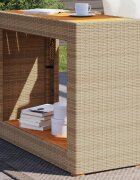 vidaXL Градинска маса с дървен плот бежова 100x40x75 см полиратан