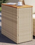 vidaXL Градинска маса с дървен плот бежова 58x275x55 см полиратан