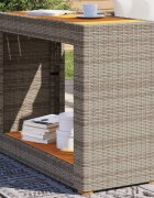 vidaXL Градинска маса с дървен плот сива 100x40x75 см полиратан