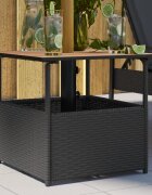 vidaXL Градинска маса с отвор за чадър черна 55x55x465 см полиратан