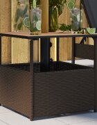 vidaXL Градинска маса с отвор за чадър кафява 55x55x465 см полиратан