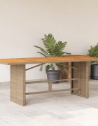 vidaXL Градинска маса с плот от акация бежово 190x80x74см полиратан