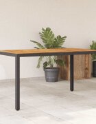 vidaXL Градинска маса с плот от акация черно 150x90x75 см полиратан