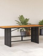 vidaXL Градинска маса с плот от акация черно 190x80x74 см полиратан
