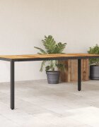vidaXL Градинска маса с плот от акация черно 190x90x75 см полиратан