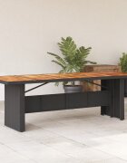 vidaXL Градинска маса с плот от акация черно 240x90x75 см полиратан