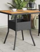 vidaXL Градинска маса с плот от акация черно 80x80x75 см полиратан