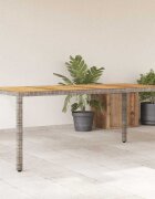vidaXL Градинска маса с плот от акация сиво 190x90x75 см полиратан