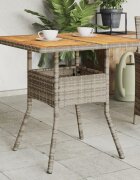 vidaXL Градинска маса с плот от акация сиво 80x80x75 см полиратан