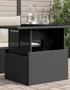 vidaXL Градинска маса със стъклен плот черен 100x55x73 см полиратан