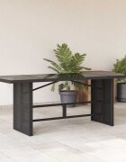 vidaXL Градинска маса със стъклен плот черен 190x80x74 см полиратан