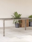 vidaXL Градинска маса със стъклен плот черен 190x90x75 см полиратан