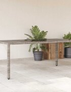vidaXL Градинска маса със стъклен плот черен 190x90x75 см полиратан