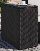 vidaXL Градинска маса със стъклен плот черна 58x275x55 см полиратан