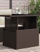 vidaXL Градинска маса със стъклен плот кафява 100x55x73 см полиратан