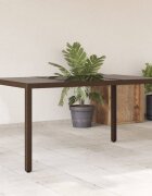 vidaXL Градинска маса със стъклен плот кафява 150x90x75 см полиратан