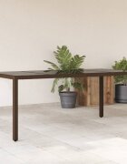 vidaXL Градинска маса със стъклен плот кафява 190x90x75 см полиратан