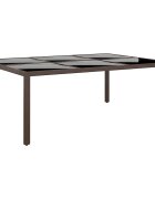 vidaXL Градинска маса със стъклен плот кафява 200x150x75 см ратан