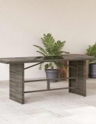 vidaXL Градинска маса със стъклен плот сива 190x80x74 см полиратан
