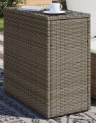 vidaXL Градинска маса със стъклен плот сива 58x275x55 см полиратан